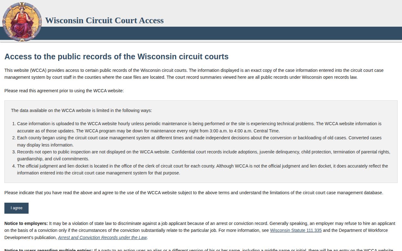 Taylor County court disposition lookup through Wisconsin Circuit Court Access