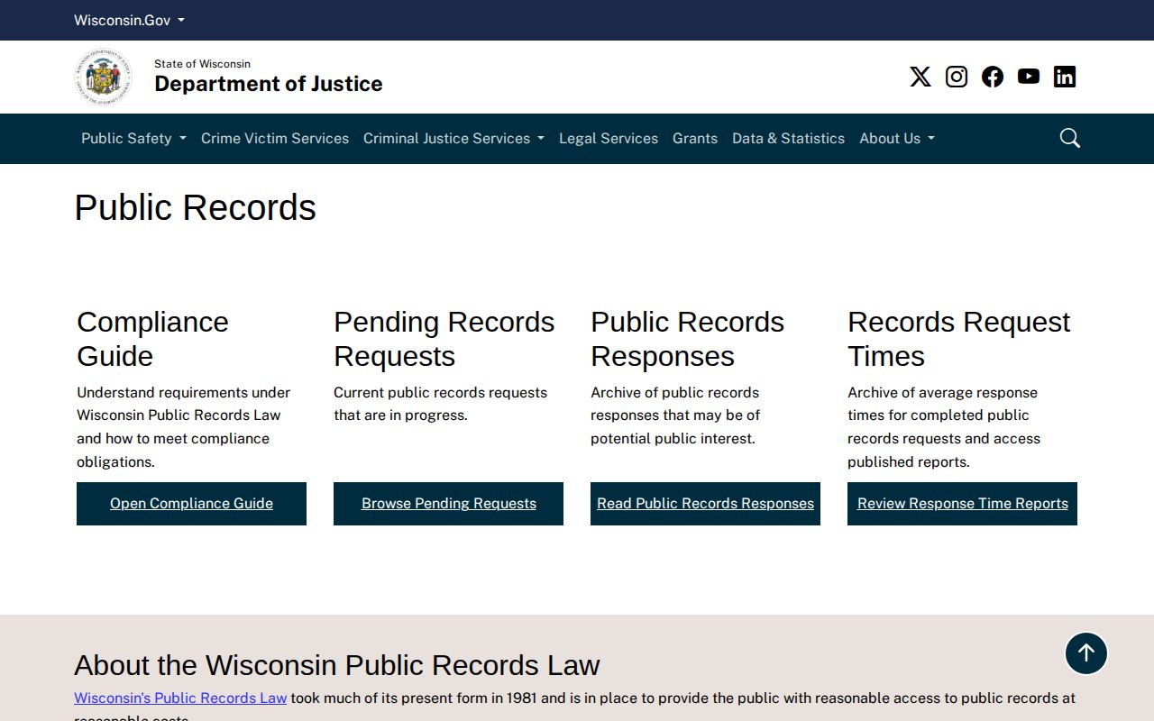 Wisconsin public-records guidance for Taylor County booking record requests